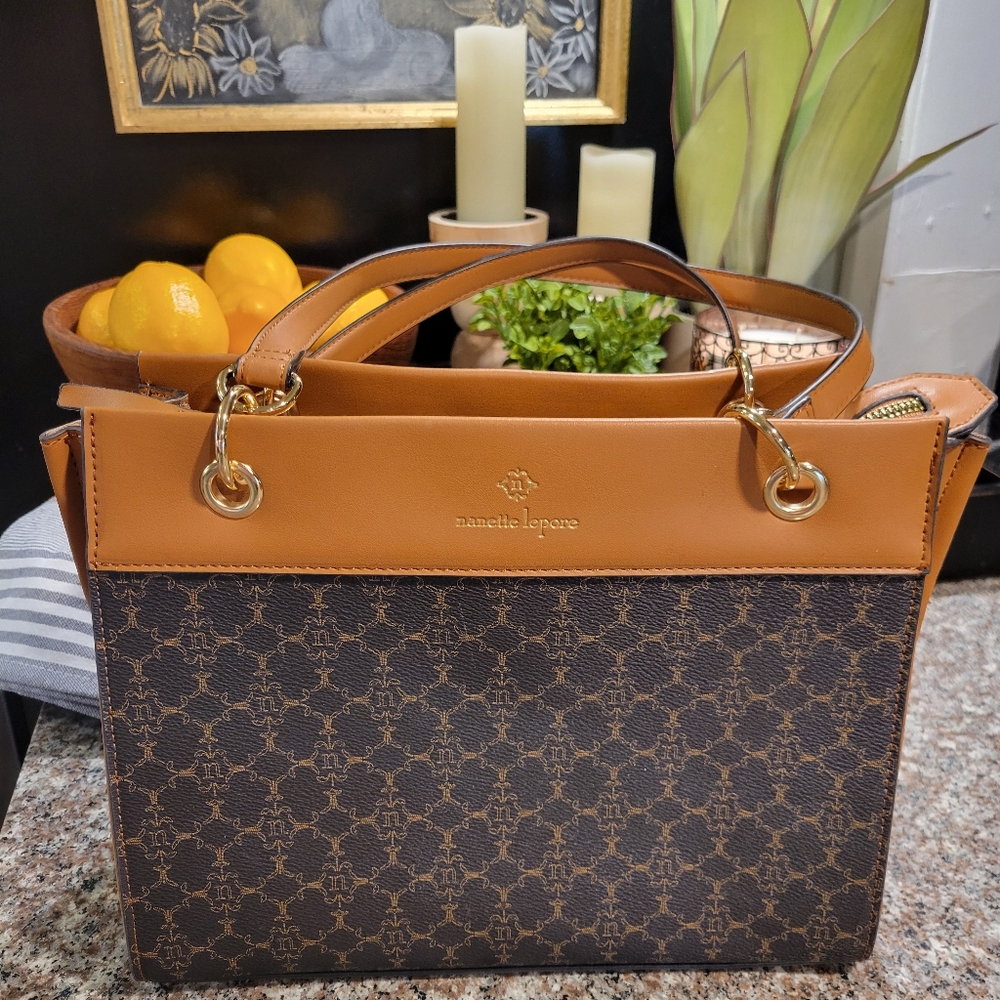 Nanette Lepore Petro Logo Tote, Brown, New